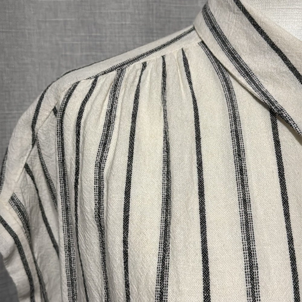 Old Navy-Sz L-Linen Button Front Dress-White & Black Stripes- - Picture 5 of 16